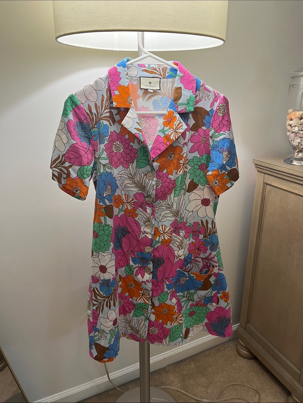 Vintage-Inspired Multicolor Floral Button-Up Shirt Dress - Women's Tuckernuck XS